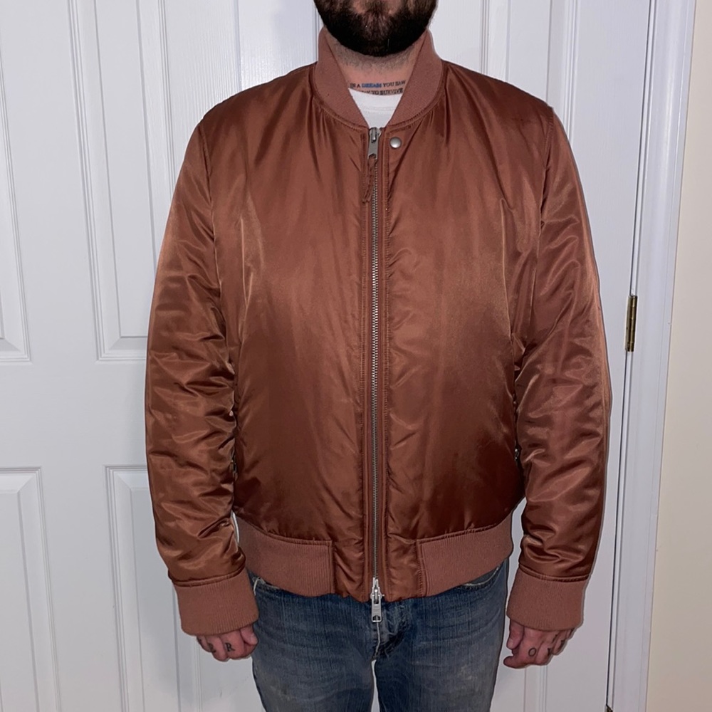 Mauve All Saints puffer jacket